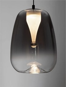 Pendul LED modern, Metal, Sticla, Gri Fumuriu, OBLO