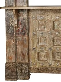 Bar din lemn masiv de tec sculptat manual, finisaj antichizat, „Maharaja”