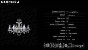 Candelabru cu 6 brate Cristal Bohemia L11 801/06/1-A