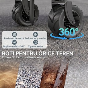 Outsunny Cărucior de Grădină cu Mâner Telescopic, Cărucior Metalic cu Spațiul de Depozitare din Material Oxford, 108x55 cm, Gri