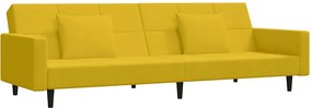 vidaXL Canapea extensibilă cu 2 locuri, 2 perne, galben, catifea