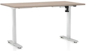 Masa inaltime reglabila OfficeTech A, 140 x 80 cm, bază albă, stejar