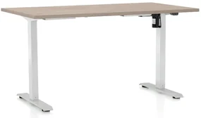 Masa inaltime reglabila OfficeTech A, 140 x 80 cm, bază albă, stejar