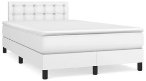 3269820 vidaXL Pat box spring cu saltea, alb, 120x190 cm, piele ecologică