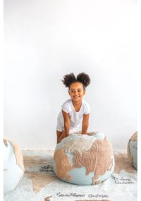 Fotoliu puf pentru copii albastru/bej World Map – Lorena Canals