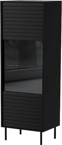 Vitrina CORTINA, negru, PAL laminat/sticla, 53x40x182 cm