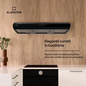 Klarstein Contempo Neo, hotă, sub dulap, recirculare, 192 m³/h, SenseControl, control tactil integrat, oțel inoxidabil / sticlă acrilică