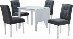 Set masa extensibila cu 4 scaune BJORK NEW, alb/gri inchis, stofa clas