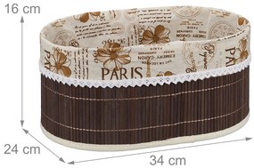Cosulet pentru paine Paris  captuseala din panza Bambus  Maro 16 x 24 x 34 cm