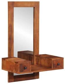 vidaXL Oglindă de perete cu sertare 60x33x90 cm lemn masiv de salcâm