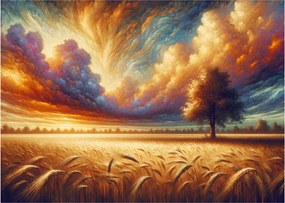 Tablou pe sticlă – Arbore pe câmp (70x50 cm)