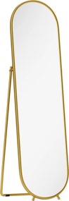 HOMCOM Oglindă Înaltă cu Cadru de Susținere, Oglindă Ovală pentru Dormitor sau Living, 40x4x160 cm, Auriu | Aosom Romania