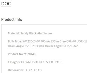 Spot LED aplicat design minimalist DOC 5W negru