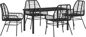 vidaXL Set de masă pentru grădină 5 pcs Negru poliratan