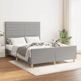 3125130 vidaXL Cadru de pat cu tăblie, gri deschis, 140x190 cm, textil