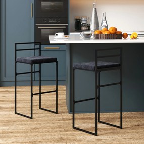HOMCOM Lot de 2 taburete de bar taburete înalte pernă de șezut din catifea suport pentru picioare înălțime 74 cm negru | Aosom Romania