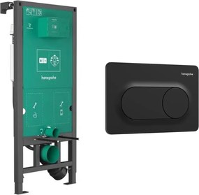 Rezervor incastrat Hansgrohe iFrame 112 cm pentru vas WC suspendat si clapeta iFrame Original S negru mat