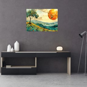Tablou pe sticlă - Ilustrație peisaj (70x50 cm)