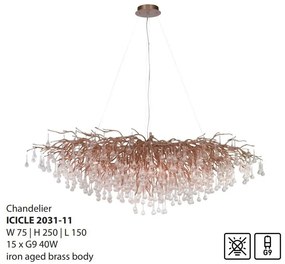 Lustra suspendata design magnific ICICLE alama antic, 75x150cm