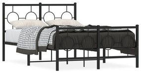 376241 vidaXL Cadru pat metalic cu tăblie de cap/picioare, negru, 120x190 cm