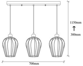 Lustră de 3 becuri Opviq lights Tel Long, negru