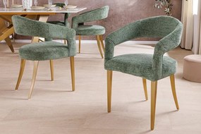 Set 2 scaune, Stofa Structurata, Verde, Metal, Auriu, BOUTIQUE, A-45924 VC