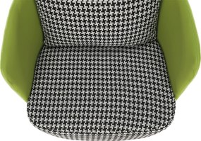 Fotoliu design, model alb-negru/ piele ecologică verde, EMREN