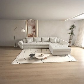 Colțar extensibil dumonde cu ladă de depozitare si sezut confortabil din spuma high-density, Loana XL Zoom Cream II 335x185 cm