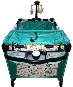 Patut Pliant, Tarc copii Baby Care™ NEST, Pliabil pe 2 Niveluri cu muzica si Masa infasat, Jucarie Carusel cu jucarii din plus, geanta transport