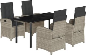 vidaXL Set mobilier de grădină cu perne, 5 piese gri deschis poliratan