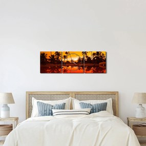 Tablou - Apus de soare deasupra rezortului (cu ceas) (90x30 cm)