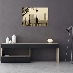 Tablou pe sticlă - Londra în ceață, Anglia (70x50 cm)