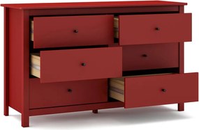 Comodă roșie joasă din lemn de pin 130x80 cm Misti – Marckeric