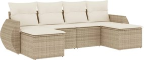 vidaXL Set canapele de grădină cu perne, 6 piese, bej, poliratan
