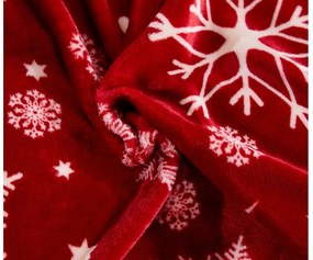 Set Lenjerie cocolino SNOWFALL rosu + Cearsaf Cocolino microplus SOFT 180x200 cm alb, pat dublu