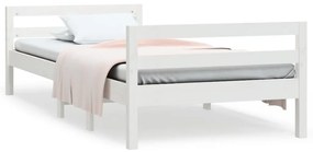 821640 vidaXL Cadru de pat, alb, 75x190 cm, lemn masiv de pin