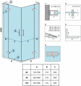 Cabina dus REA Hugo Double 80x100 Copper Brush