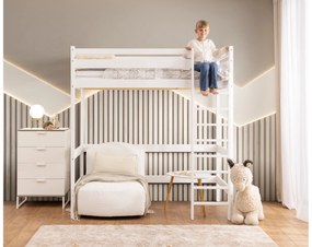 Pat Samio 80x190 copii supraetajat - culoare alb