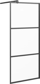vidaXL Perete cabină duș walk-in negru 90x195 cm sticlă ESG semi-mată