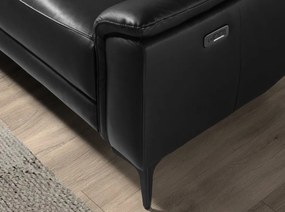 Coltar LUX design italian cu sezlong stanga si functia relax Cowhide negru