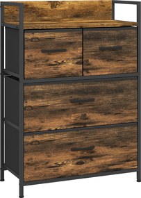 HOMCOM Comodă cu 4 Sertare Detaşabile, Pliabile şi Raft de Depozitare, 60x29x85 cm, Maro şi Negru | Aosom Romania