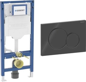 Set rezervor incastrat Geberit Duofix Sigma cu set fixare si clapeta Sigma01 negru lucios