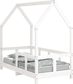 vidaXL Cadru de pat pentru copii, alb, 70x140 cm, lemn masiv de pin