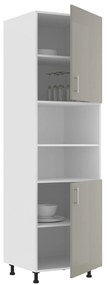 Corp Turn Karo, 2 Usi, cu spatiu cuptor, Gri Lucios/Alb, MDF, 60 x 57 x 210 cm