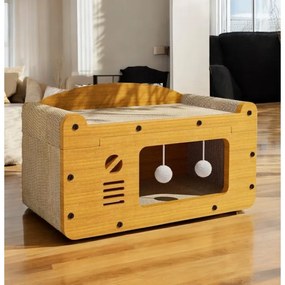 Casuta pentru pisica 3in1 KITZONE 56x30 cm, bej