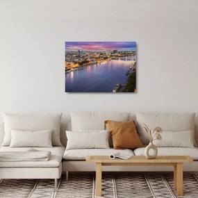 Tablou pe sticlă cu orașul Bratislava cu râu (70x50 cm)