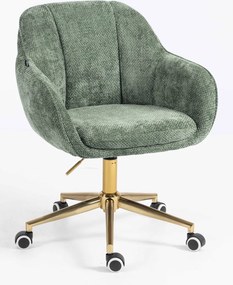 HR2055K Scaun Verde Salvie Grid Premium cu Bază Aurie