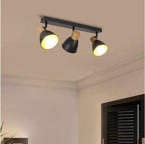 Brilagi - Plafonieră ODENSE cu 3 spoturi, 3xE14/10W/230V, lemn/negru