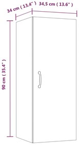 Dulap perete suspendat gri sonoma 34,5x34x90 cm lemn compozit 1, sonoma gri