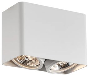 Spot de design alb, montat la suprafață, GU10 70mm, cu 2 lumini, rotativ și înclinabil - Vox